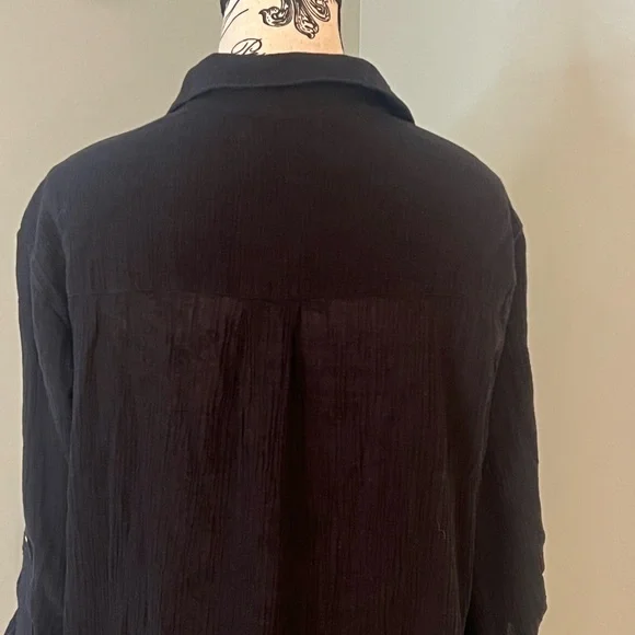 Seafolly Australia Crinkle Twill Beach Shirt | Black | Size S | Like New - Picture 4 of 14